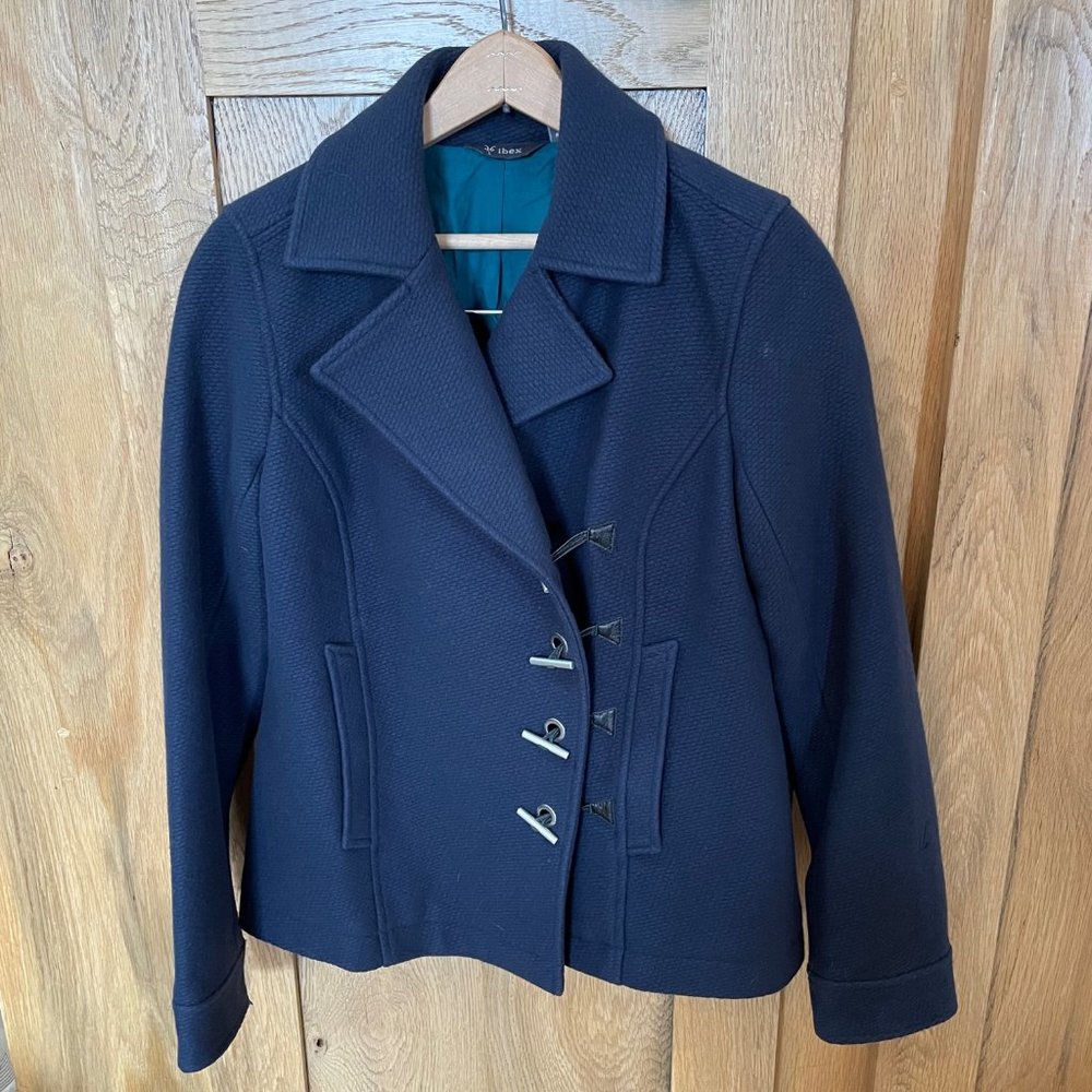 Unique ibex 80% Wool Pea Coat, Small